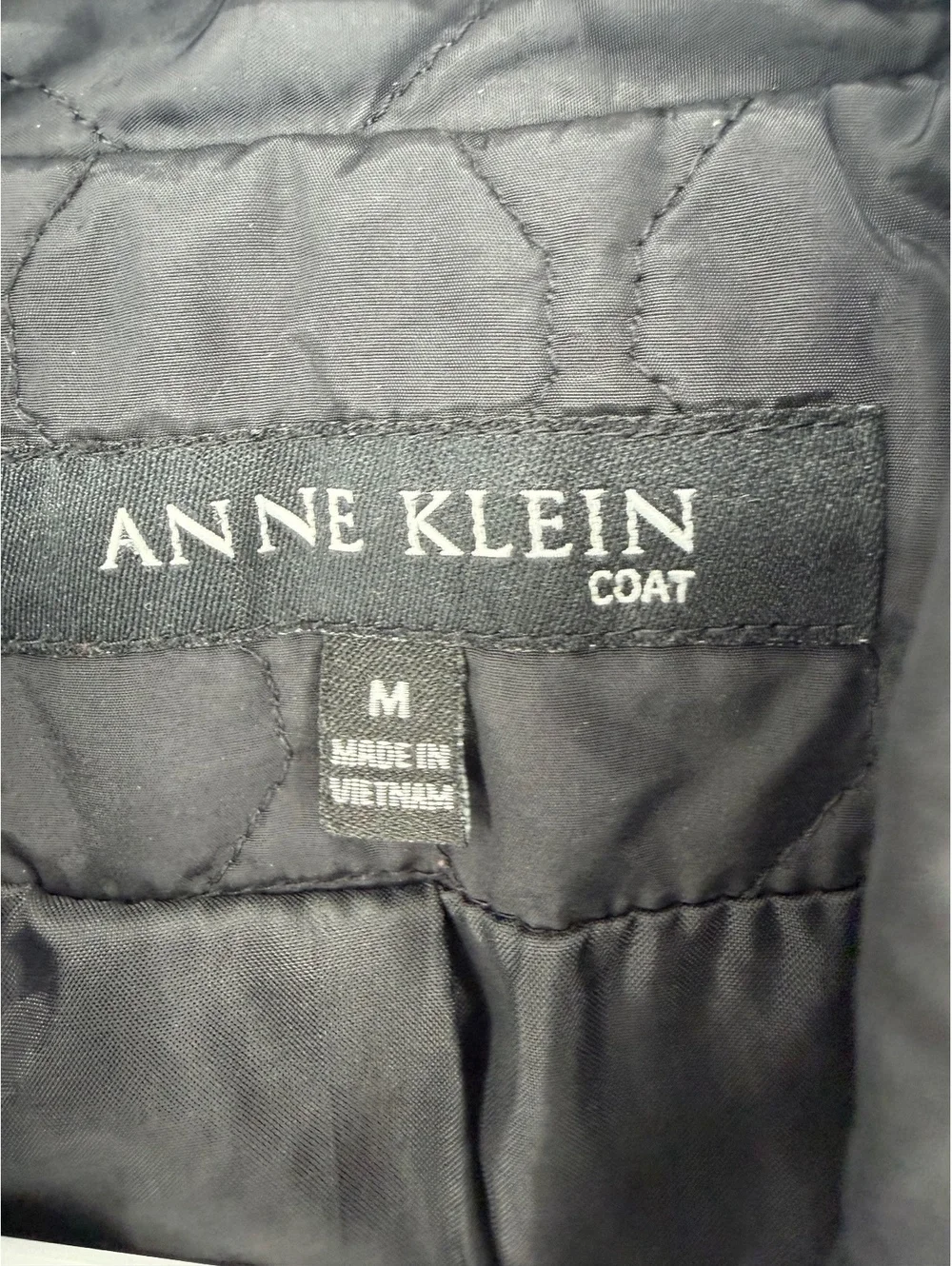 Anne Klein Quilted Black Coat Medium